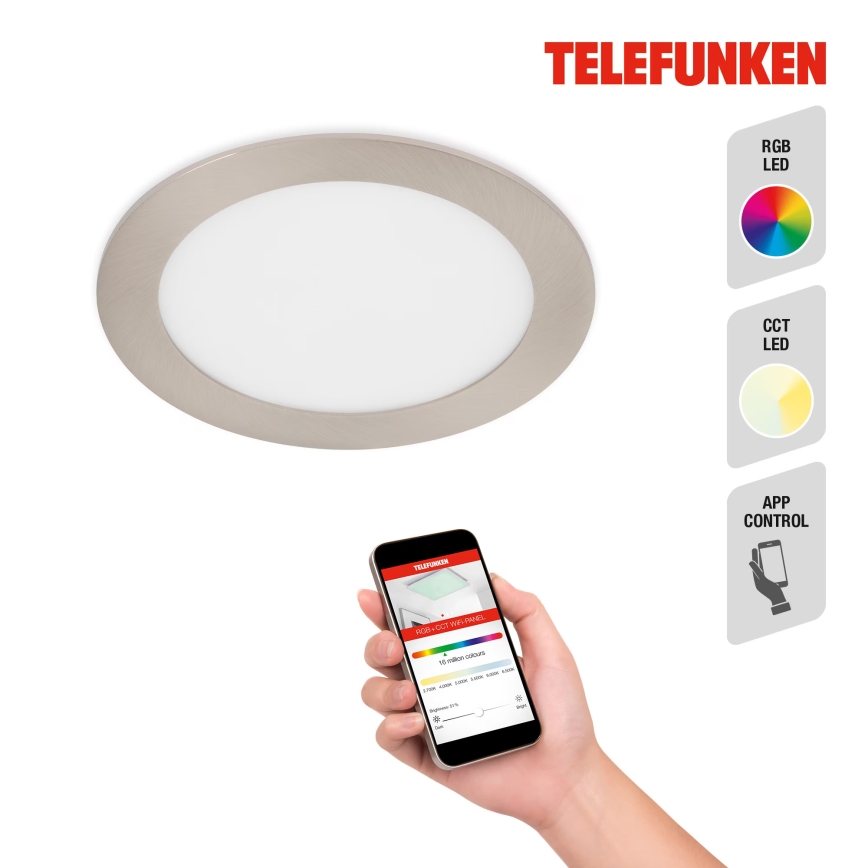 Telefunken 309402TF - LED RGBW Aptumšojama vannas istabas piekaramo griestu lampa LED/12W/230V 2700-6500K IP23 Wi-Fi Tuya