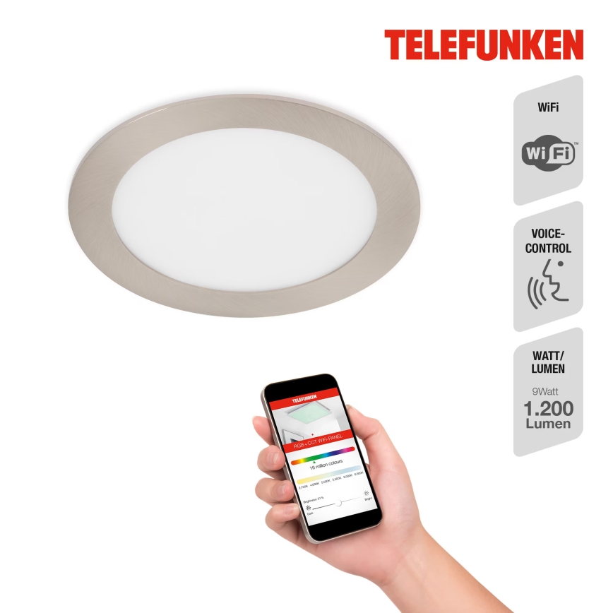 Telefunken 309402TF - LED RGBW Aptumšojama vannas istabas piekaramo griestu lampa LED/12W/230V 2700-6500K IP23 Wi-Fi Tuya