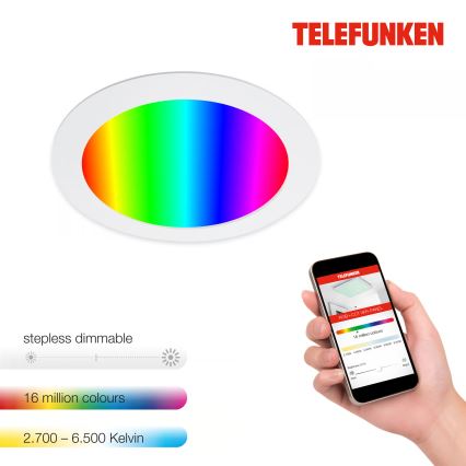 Telefunken 309406TF - LED RGBW dimmējams iebūvējamais griestu gaismeklis FRAME LED/12W/230V 2700-6500K Wi-Fi Tuya balts