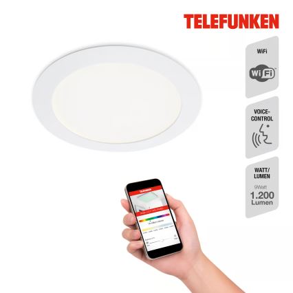 Telefunken 309406TF - LED RGBW dimmējams iebūvējamais griestu gaismeklis FRAME LED/12W/230V 2700-6500K Wi-Fi Tuya balts