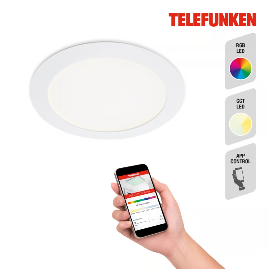 Telefunken 309406TF - LED RGBW dimmējams iebūvējamais griestu gaismeklis FRAME LED/12W/230V 2700-6500K Wi-Fi Tuya balts