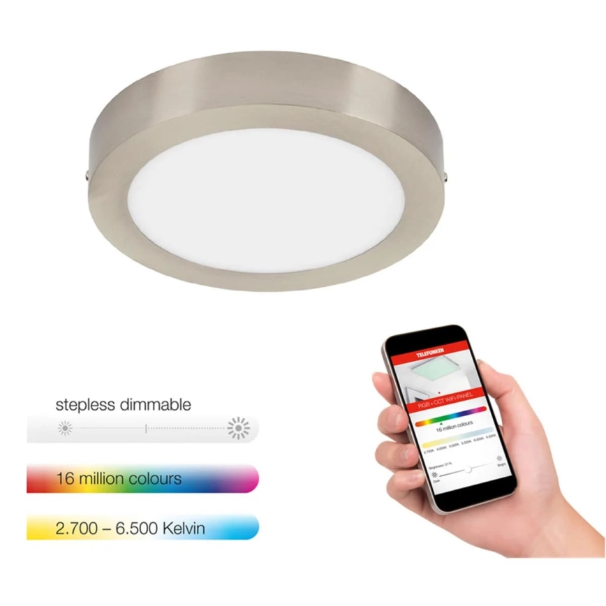 Telefunken 309502TF - LED RGBW Aptumšojama griestu lampa LED/18W/230V 2700-6500K Wi-Fi Tuya + tālvadības pults