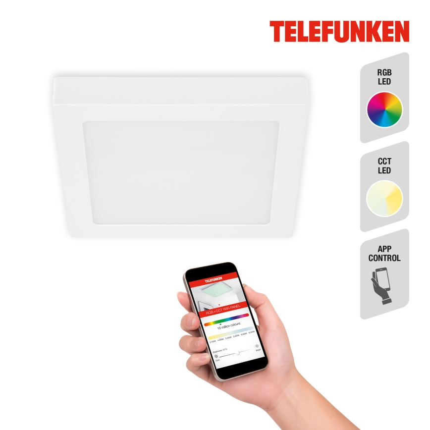 Telefunken 309606TF - LED RGBW Aptumšojama griestu lampa LED/18W/230V 2700-6500K Wi-Fi Tuya