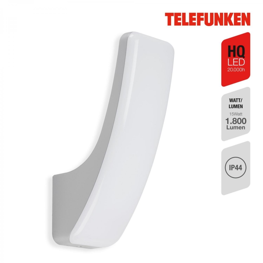 Telefunken 311604TF - LED Āra sienas lampa LED/15W/230V IP44 sudraba