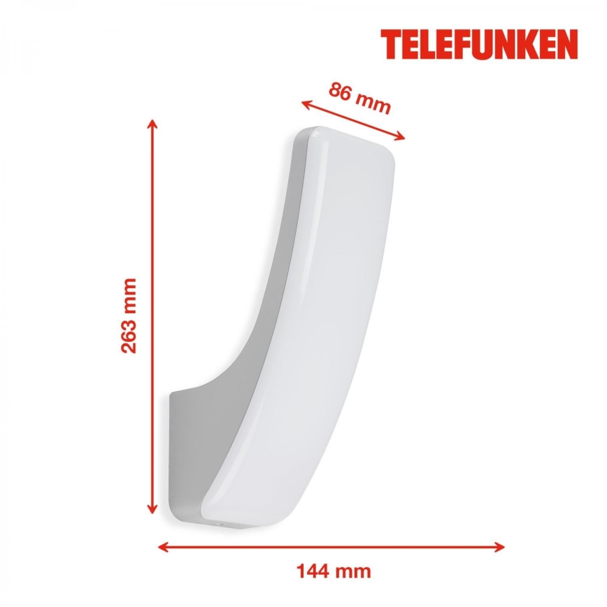 Telefunken 311604TF - LED Āra sienas lampa LED/15W/230V IP44 sudraba
