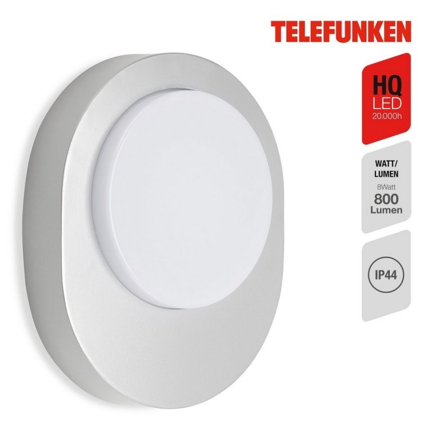 Telefunken 312004TF - LED Āra sienas lampa LED/8W/230V IP44 sudraba