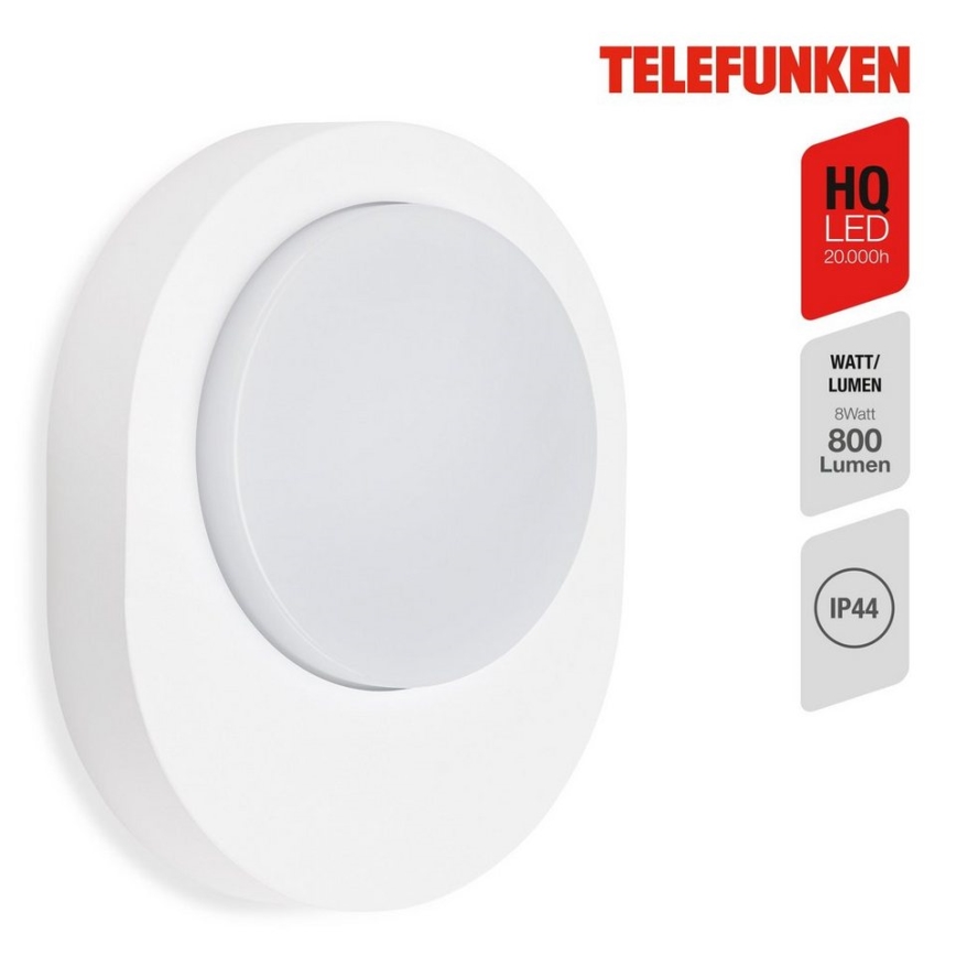 Telefunken 312006TF - LED Āra sienas lampa LED/8W/230V IP44 balta