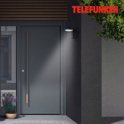 Telefunken 312505TF-LED Āra sienas lampa ar sensoru LED/10W/230V IP44 melna