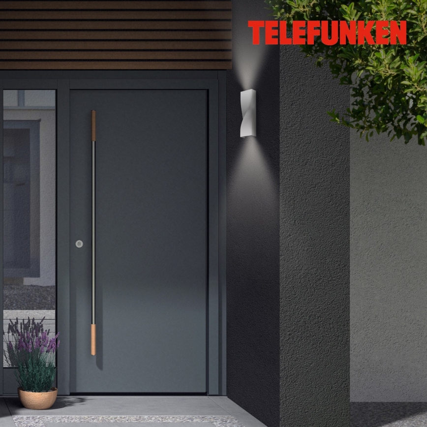 Telefunken 312704TF - LED Āra sienas lampa 2xLED/5,5W/230V IP44 sudraba
