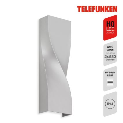 Telefunken 312704TF - LED Āra sienas lampa 2xLED/5,5W/230V IP44 sudraba