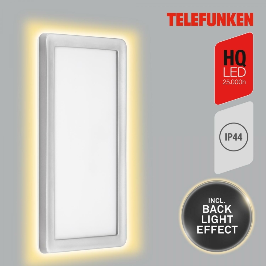 Telefunken 313604TF - LED Āra sienas lampa LED/16W/230V IP44 sudraba
