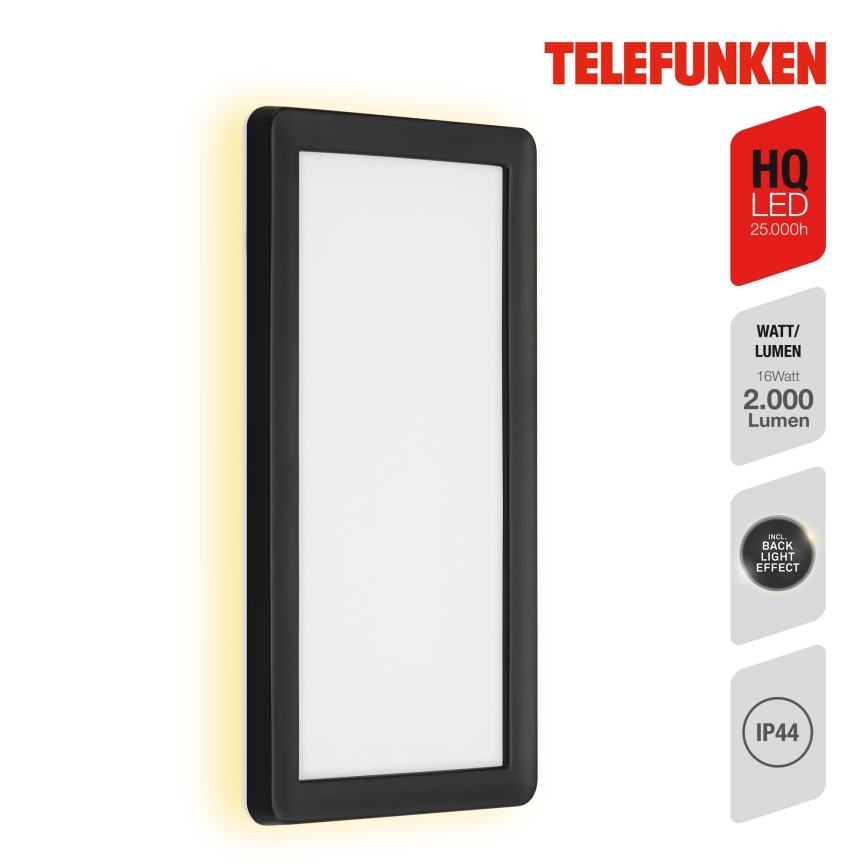 Telefunken 313605TF - LED Āra sienas lampa LED/16W/230V IP44 melna