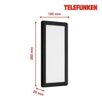 Telefunken 313605TF - LED Āra sienas lampa LED/16W/230V IP44 melna