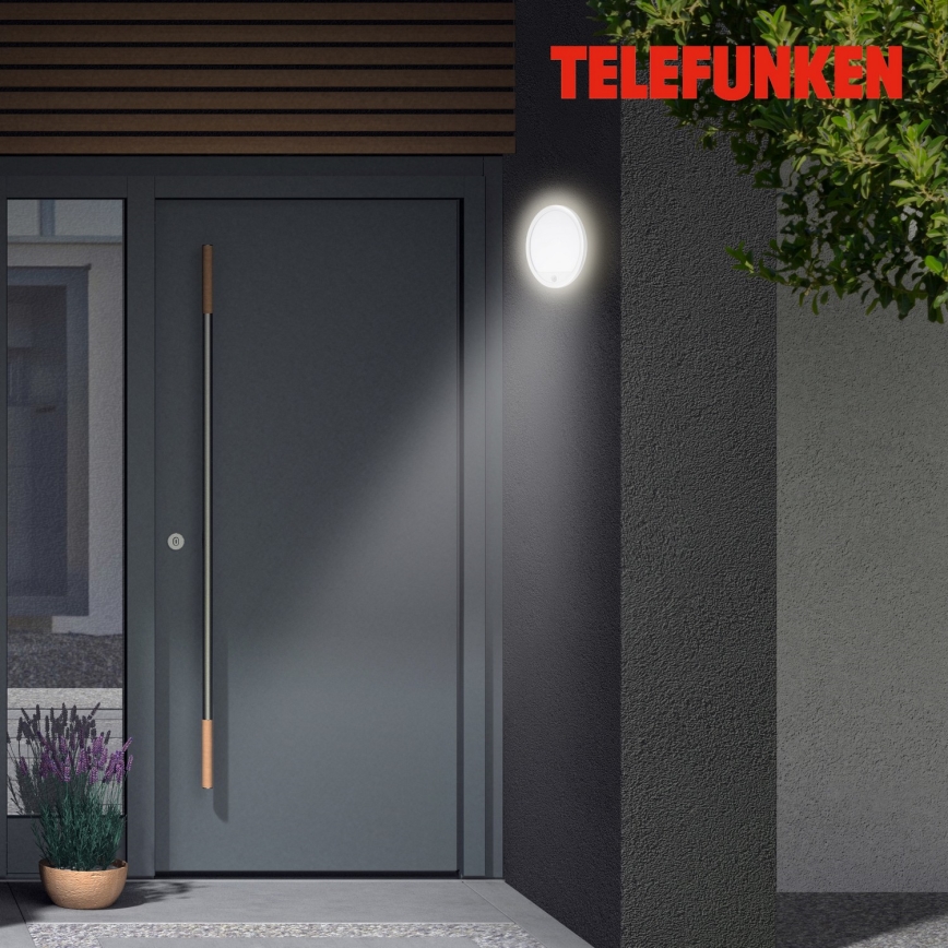 Telefunken 313706TF - LED Āra sienas lampa ar sensoru LED/15W/230V IP44 balta