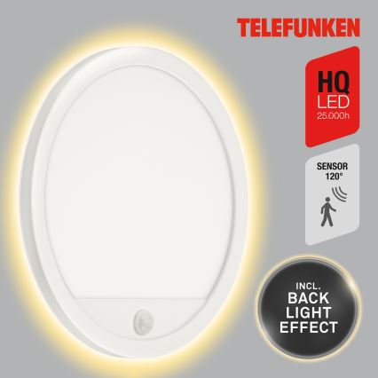 Telefunken 313706TF - LED Āra sienas lampa ar sensoru LED/15W/230V IP44 balta