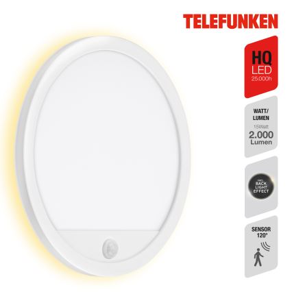 Telefunken 313706TF - LED Āra sienas lampa ar sensoru LED/15W/230V IP44 balta