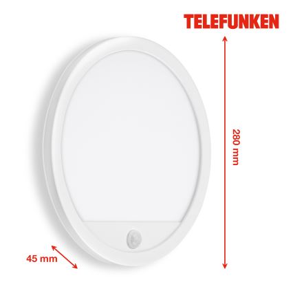 Telefunken 313706TF - LED Āra sienas lampa ar sensoru LED/15W/230V IP44 balta