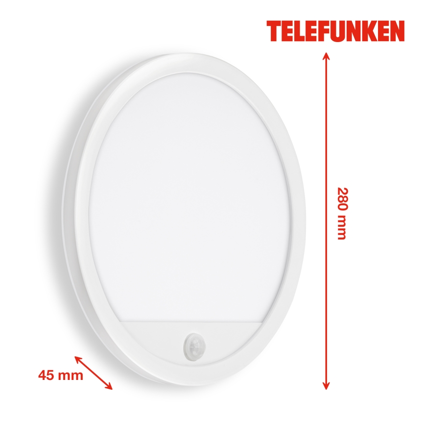 Telefunken 313706TF - LED Āra sienas lampa ar sensoru LED/15W/230V IP44 balta
