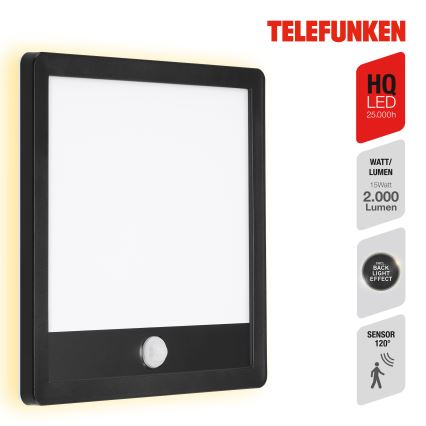 Telefunken 313805TF - LED Āra sienas lampa ar sensoru LED/15W/230V IP44