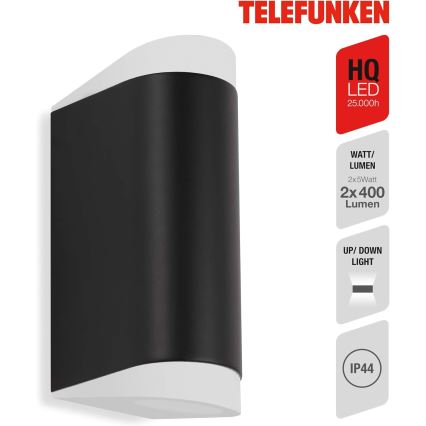 Telefunken 314905TF - LED Āra sienas lampa 2xGU10/5W/230V IP44 melna