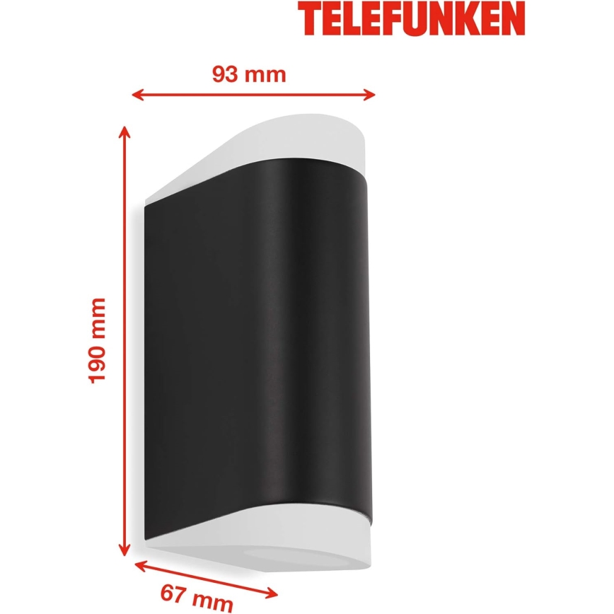 Telefunken 314905TF - LED Āra sienas lampa 2xGU10/5W/230V IP44 melna