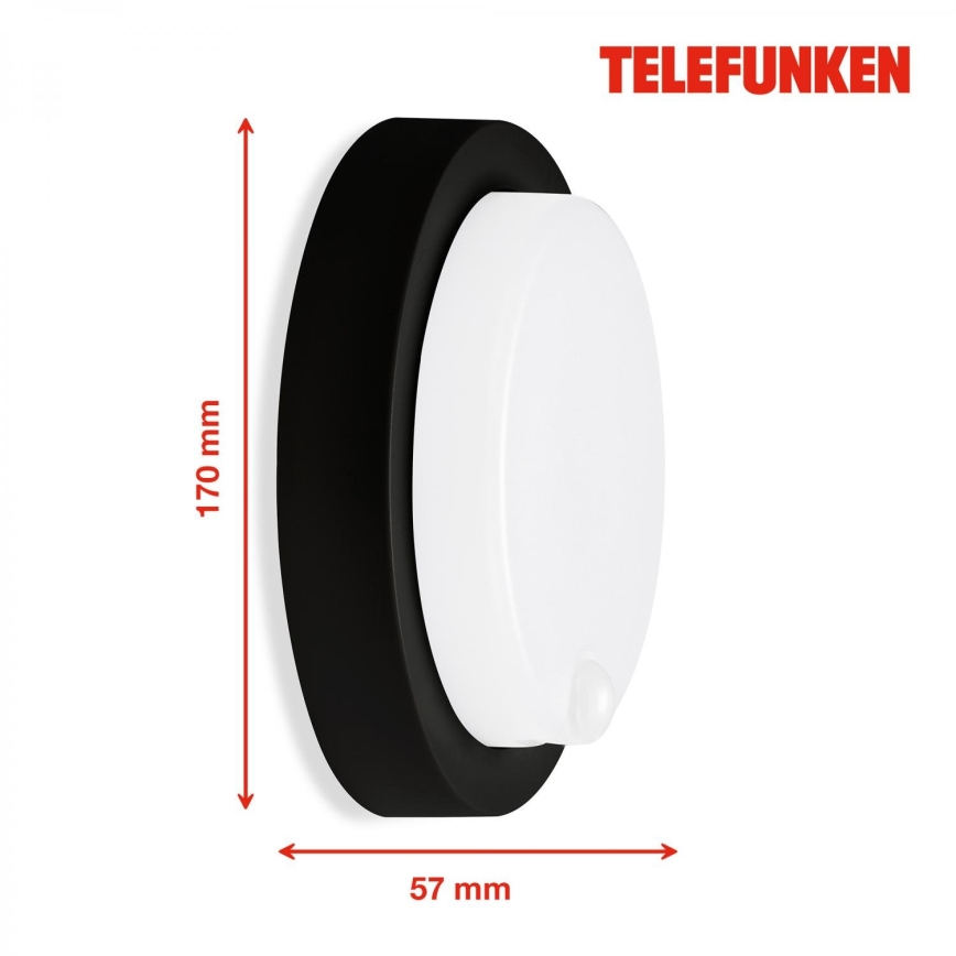 Telefunken 315305TF - LED Āra sienas lampa ar sensoru LED/12W/230V IP44 melna