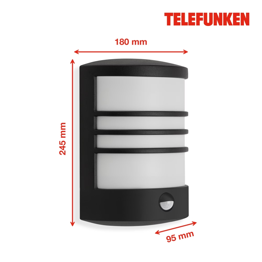 Telefunken 315505TF - LED Āra sienas lampa ar sensoru LED/12W/230V IP44 melna