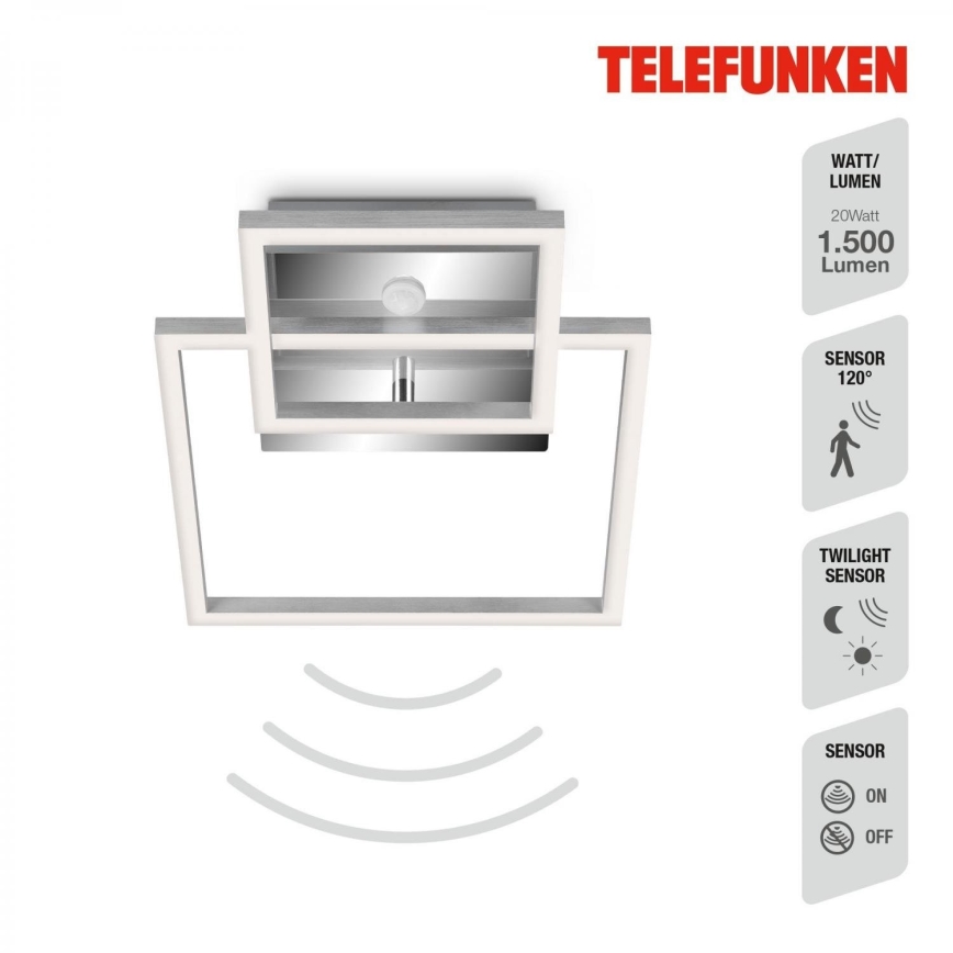 Telefunken 318608TF - LED Griestu lampa ar sensoru FRAME LED/17W/230V 3000K matēts hroms