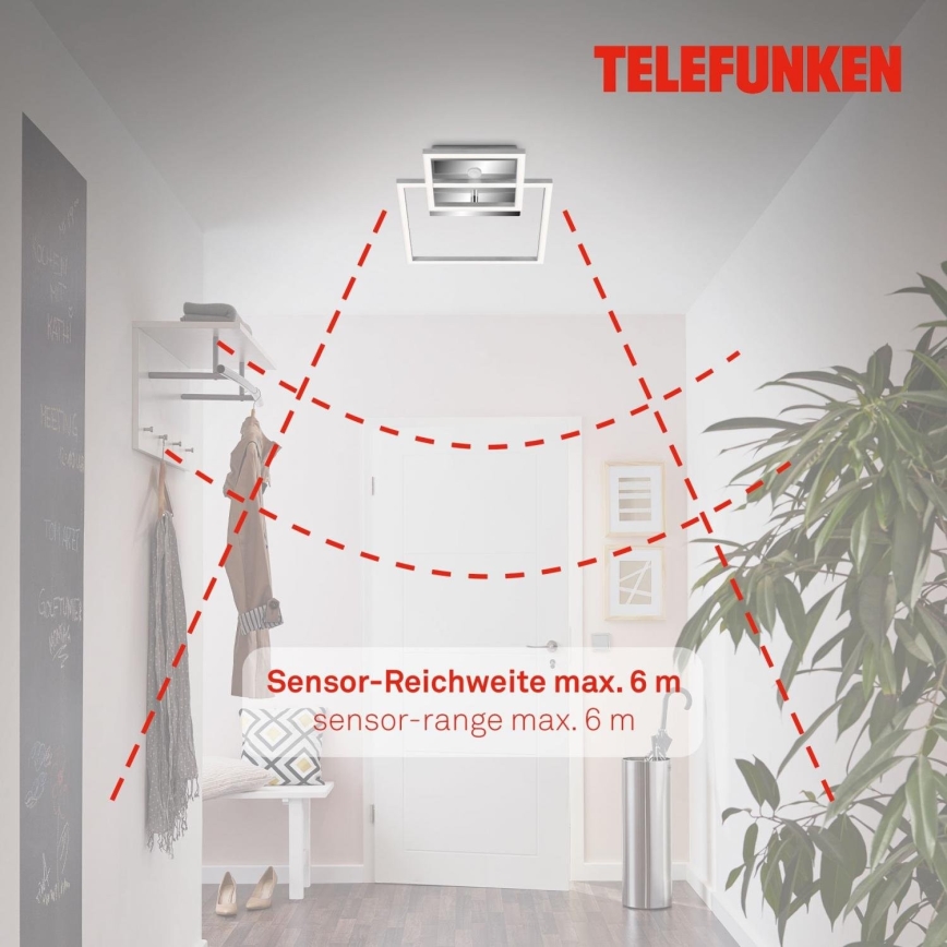 Telefunken 318608TF - LED Griestu lampa ar sensoru FRAME LED/17W/230V 3000K matēts hroms