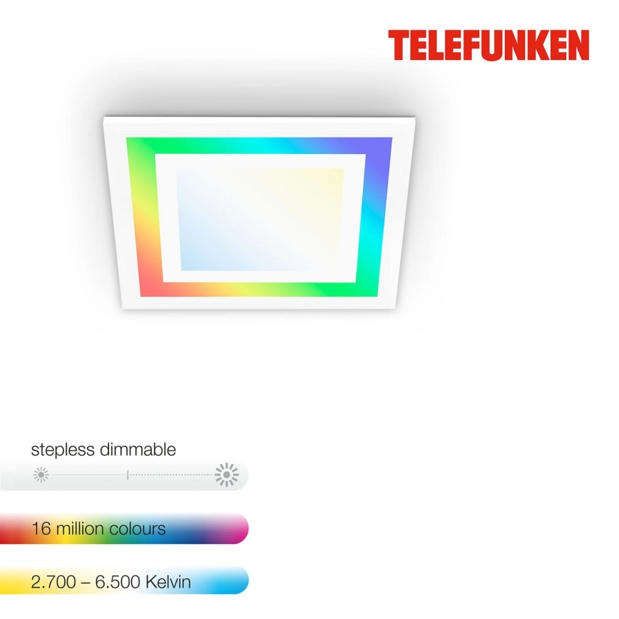 Telefunken 318706TF - RGBW dimmējamais LED panelis 18W/230V 3000–6500K + tālvadības pults
