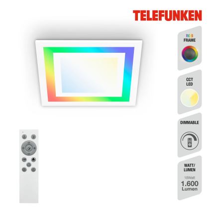 Telefunken 318706TF - RGBW dimmējamais LED panelis 18W/230V 3000–6500K + tālvadības pults