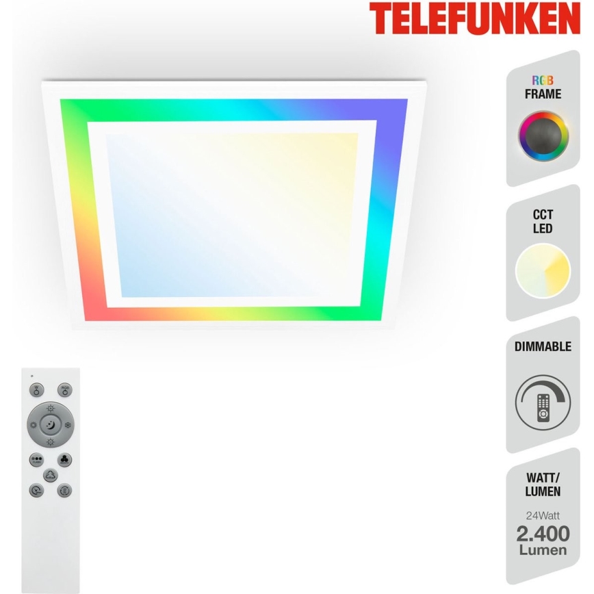Telefunken 318806TF - LED RGBW Aptumšojama griestu lampa LED/24W/230V 3000-6500K + tālvadības pults