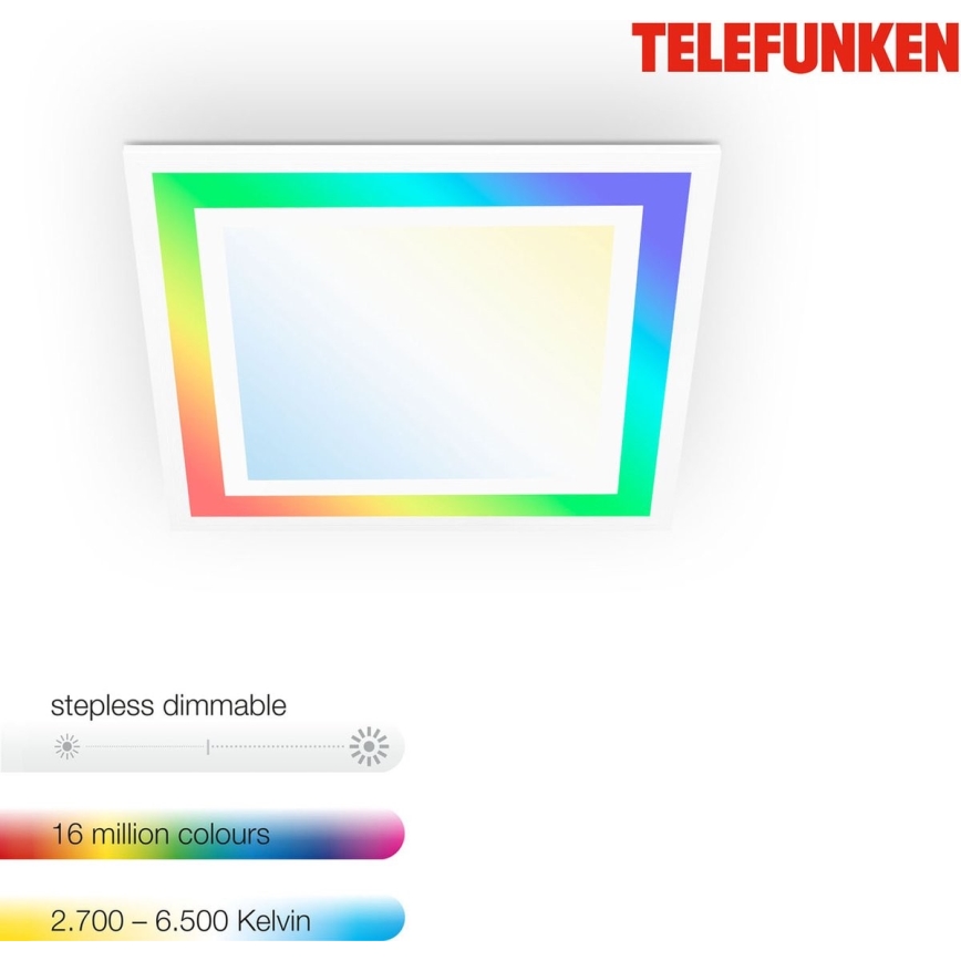 Telefunken 318806TF - LED RGBW Aptumšojama griestu lampa LED/24W/230V 3000-6500K + tālvadības pults