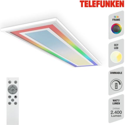Telefunken 318906TF - LED RGBW aptumšojams griestu gaismeklis LED/24W/230V 3000-6500K 25x100 cm + tālvadības pults