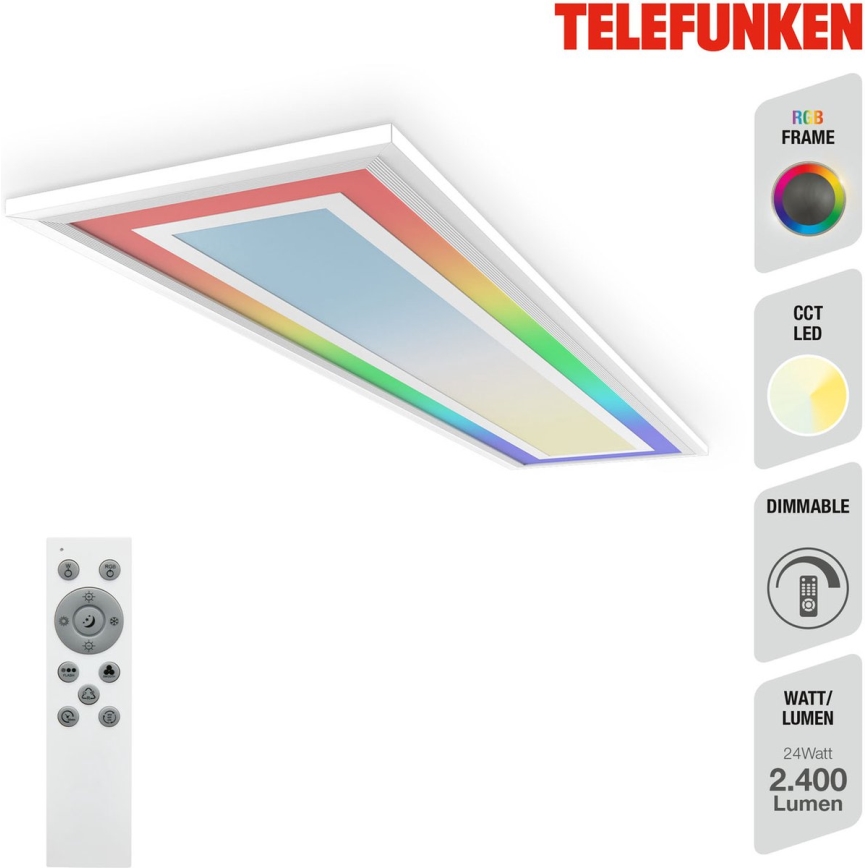 Telefunken 318906TF - LED RGBW aptumšojams griestu gaismeklis LED/24W/230V 3000-6500K 25x100 cm + tālvadības pults