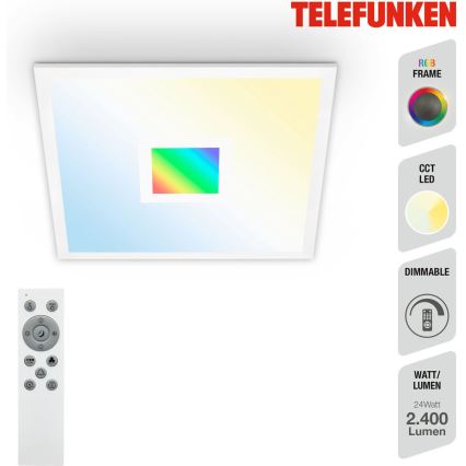 Telefunken 319106TF - RGBW Aptumšojama griestu lampa LED/24W/230V 2700-6500K balta + tālvadības pults