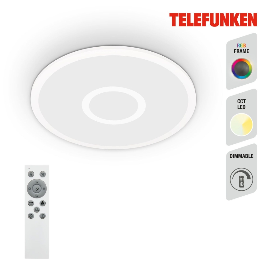 Telefunken 319306TF - LED RGBW Aptumšojama lampa LED/22W/230V 2700-6500K + tālvadības pults