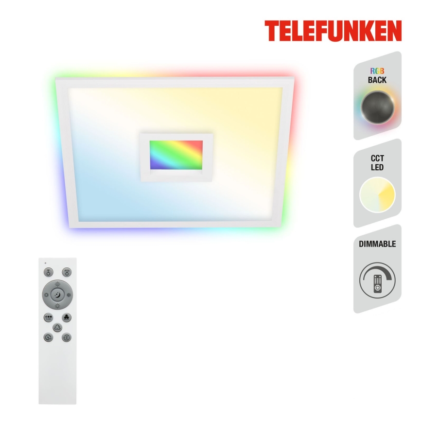 Telefunken 319506TF - RGBW Aptumšojama griestu lampa LED/36W/230V 2700-6500K balta + tālvadības pults