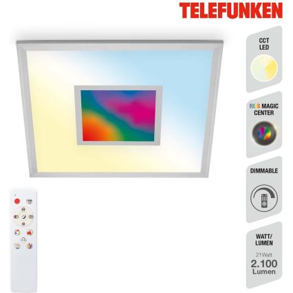 Telefunken 319704TF - LED RGB Aptumšojama griestu lampa LED/24W/230V 3000-6500K + tālvadības pults