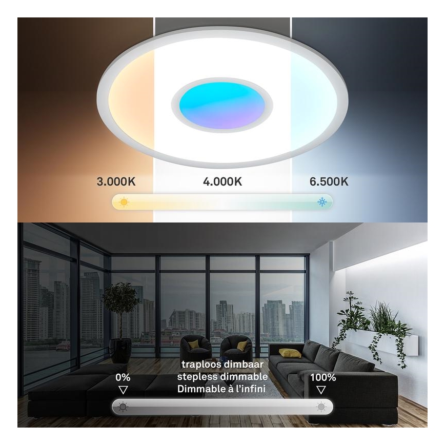 Telefunken 320104TF - LED RGBW dimmējama griestu lampa LED/21W/230V 3000-6500K Ø 45 cm + tālvadības pults