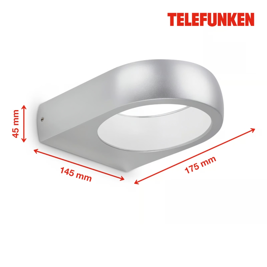 Telefunken 320204TF - LED āra sienas gaismeklis LED/6,5W/230V IP44 matēts hroms