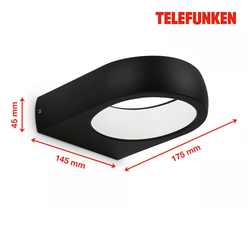 Telefunken 320205TF - LED āra sienas gaismeklis LED/7,5W/230V IP44 melns