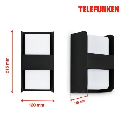 Telefunken 321005TF - Āra sienas lampa 1xE27/12W/230V IP44 melna