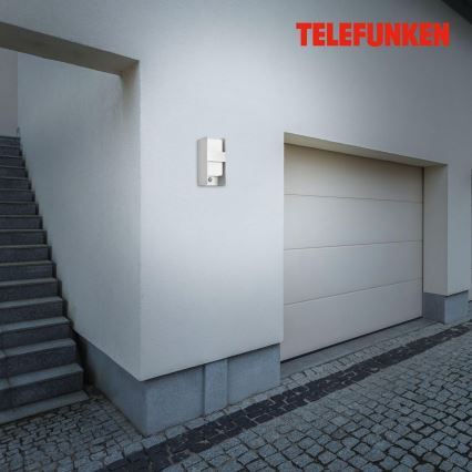Telefunken 321104TF - Āra sienas lampa ar sensoru 1xE27/12W/230V IP44 balta