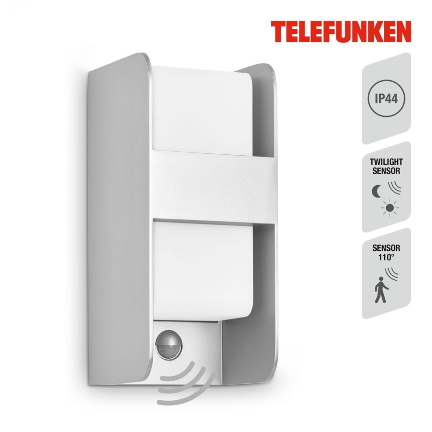 Telefunken 321104TF - Āra sienas lampa ar sensoru 1xE27/12W/230V IP44 balta