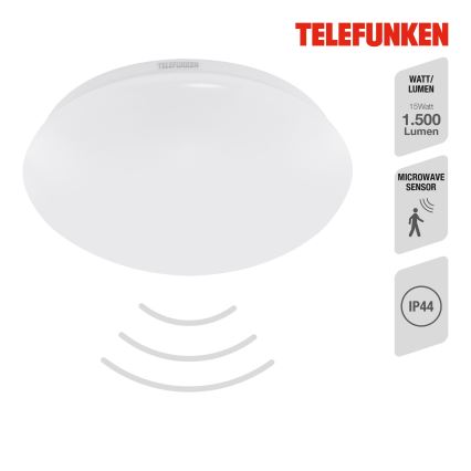 Telefunken 601206TF - LED Vannas istabas griestu lampa ar sensoru LED/15W/230V IP44 d. 28 cm