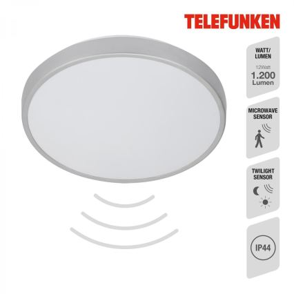 Telefunken 601604TF - LED Vannas istabas griestu lampa ar sensoru LED/12W/230V IP44 d. 29 cm