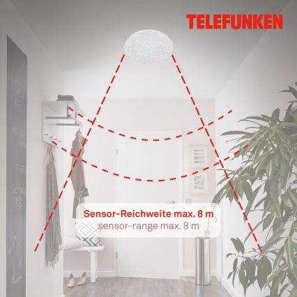 Telefunken 601706TF - LED Griestu lampa ar sensoru LED/12W/230V d. 27 cm