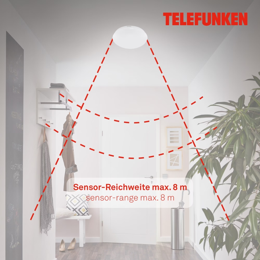 Telefunken 602006TF - LED Vannas istabas griestu lampa ar sensoru LED/15W/230V IP44 4000K