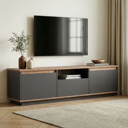 Televizora galds KREDE 160x30 cm antracīts/priede